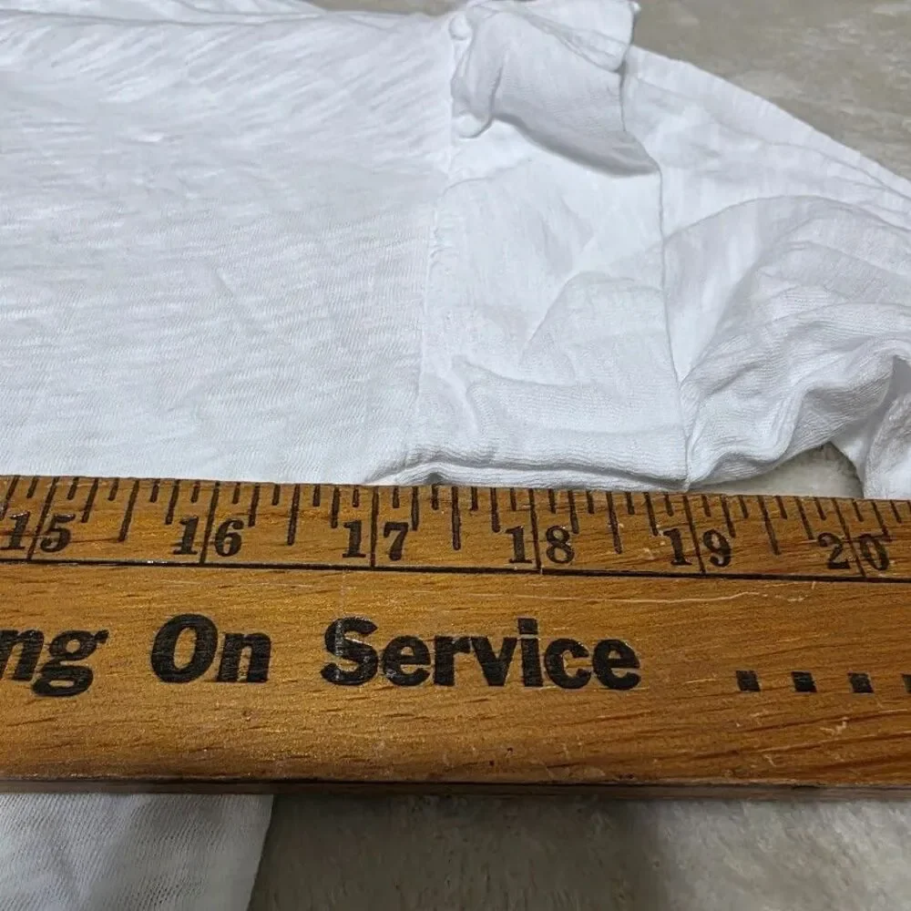 Bobi Los Angeles XS White Long Sleeve Crewneck Banded Waist/Cuff Ruffle Armhole - Picture 9 of 11